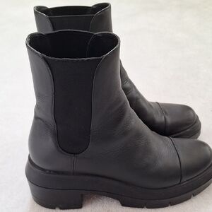 Stuart Weitzman Women Black Leather Ankle Boots Used Size 6.5